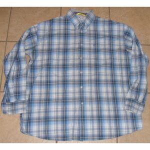 WRANGLER GEORGE STRAIT Mens Sz XXL Blue Plaid Cowboy Fit Button Up Cotton Shirt